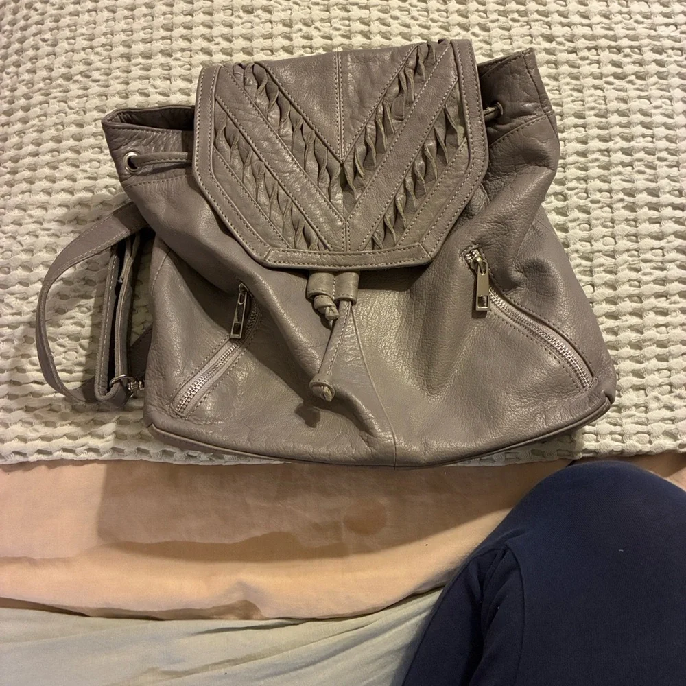 Elegant Day & Mood Gray Leather Backpack - Picture 10 of 15